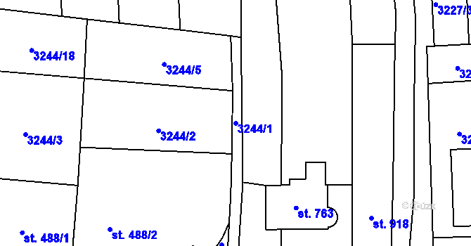 Parcela st. 3244/1 v KÚ Polešovice, Katastrální mapa