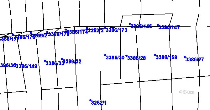 Parcela st. 3386/30 v KÚ Polešovice, Katastrální mapa