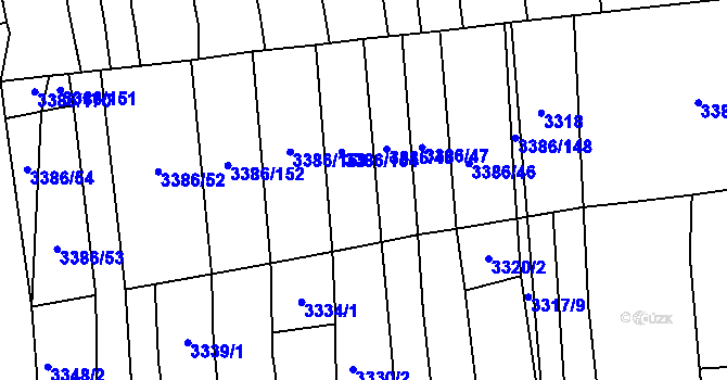 Parcela st. 3386/49 v KÚ Polešovice, Katastrální mapa