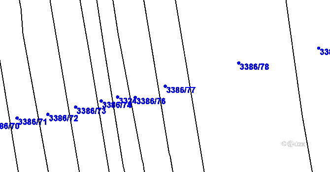 Parcela st. 3386/77 v KÚ Polešovice, Katastrální mapa