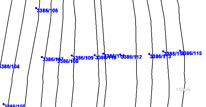 Parcela st. 3386/111 v KÚ Polešovice, Katastrální mapa