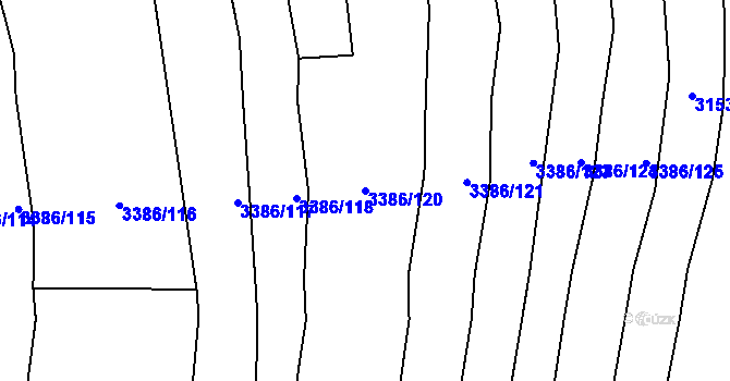 Parcela st. 3386/120 v KÚ Polešovice, Katastrální mapa