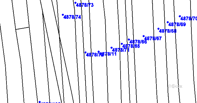 Parcela st. 4878/11 v KÚ Polešovice, Katastrální mapa