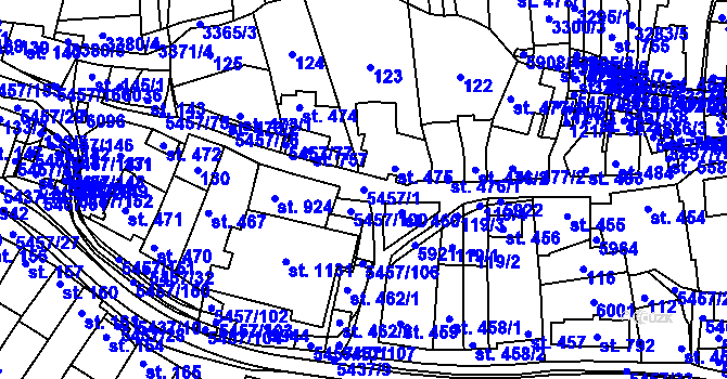 Parcela st. 5457/1 v KÚ Polešovice, Katastrální mapa