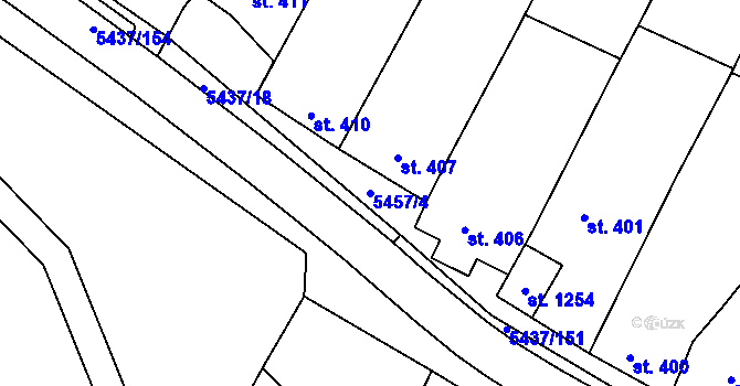 Parcela st. 5457/4 v KÚ Polešovice, Katastrální mapa
