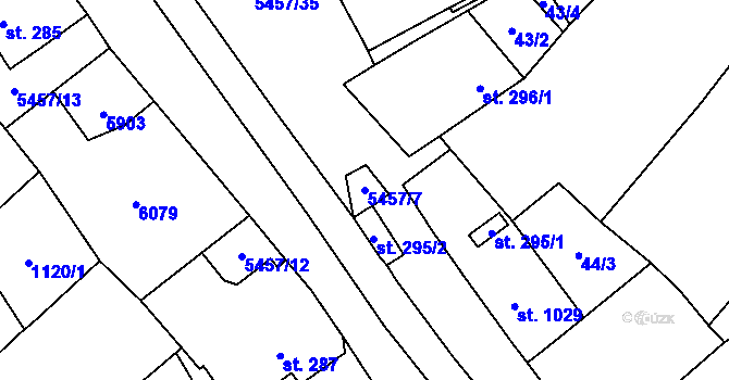 Parcela st. 5457/7 v KÚ Polešovice, Katastrální mapa