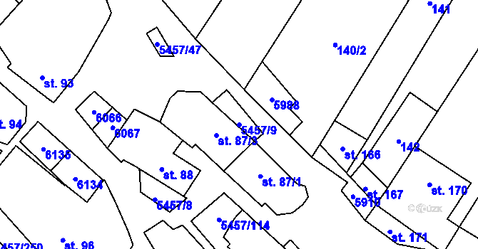 Parcela st. 5457/9 v KÚ Polešovice, Katastrální mapa
