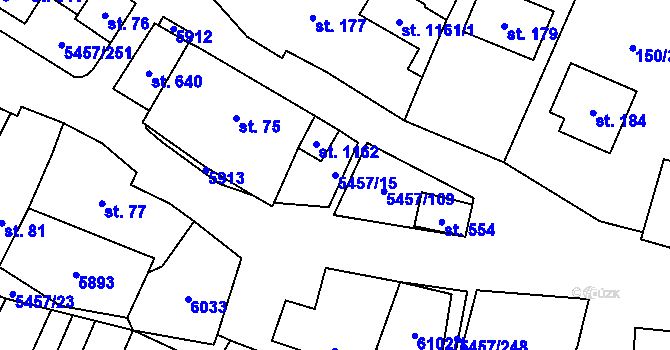 Parcela st. 5457/15 v KÚ Polešovice, Katastrální mapa