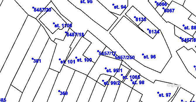 Parcela st. 5457/17 v KÚ Polešovice, Katastrální mapa