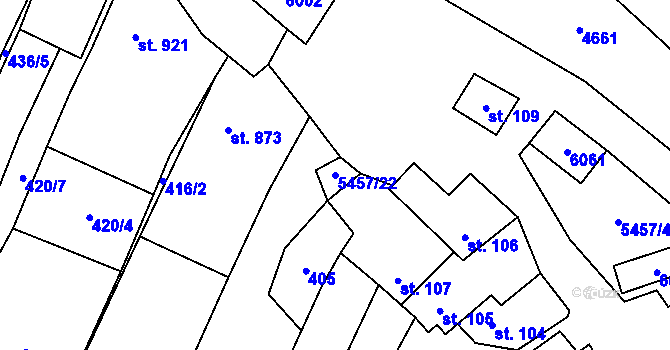 Parcela st. 5457/22 v KÚ Polešovice, Katastrální mapa