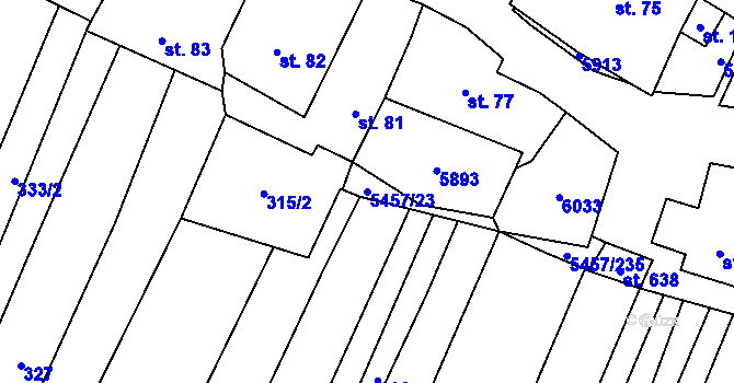 Parcela st. 5457/23 v KÚ Polešovice, Katastrální mapa