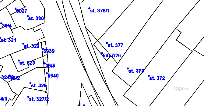 Parcela st. 5457/26 v KÚ Polešovice, Katastrální mapa