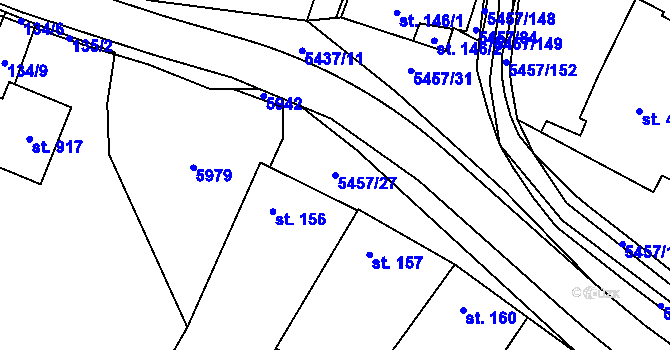 Parcela st. 5457/27 v KÚ Polešovice, Katastrální mapa