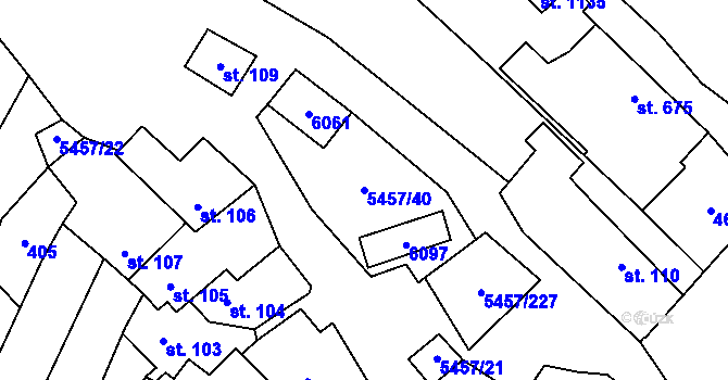Parcela st. 5457/40 v KÚ Polešovice, Katastrální mapa