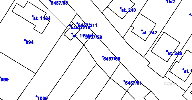 Parcela st. 5457/60 v KÚ Polešovice, Katastrální mapa