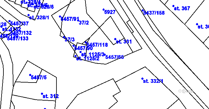 Parcela st. 5457/65 v KÚ Polešovice, Katastrální mapa