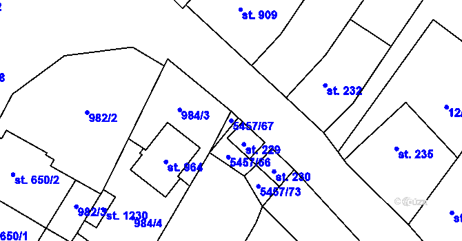 Parcela st. 5457/67 v KÚ Polešovice, Katastrální mapa