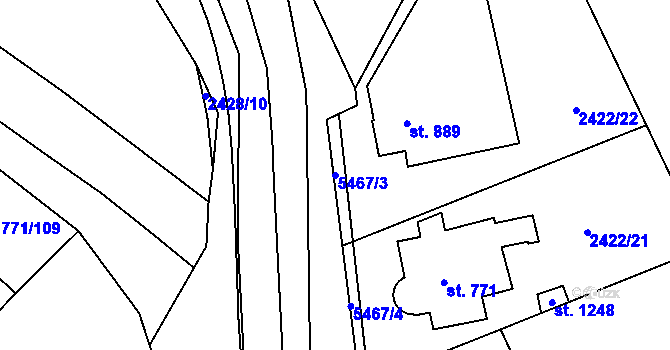 Parcela st. 5467/3 v KÚ Polešovice, Katastrální mapa