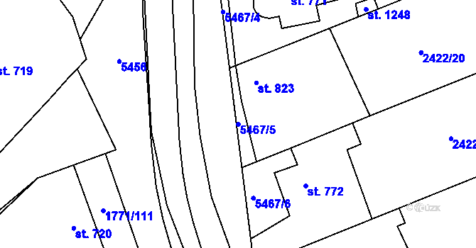 Parcela st. 5467/5 v KÚ Polešovice, Katastrální mapa