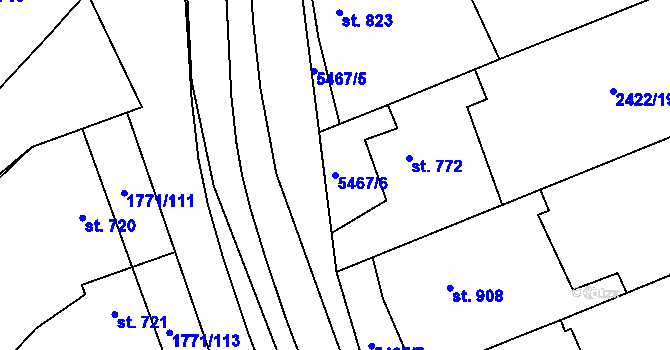 Parcela st. 5467/6 v KÚ Polešovice, Katastrální mapa