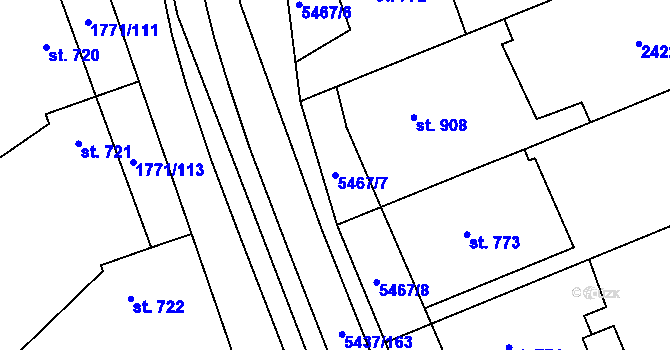 Parcela st. 5467/7 v KÚ Polešovice, Katastrální mapa