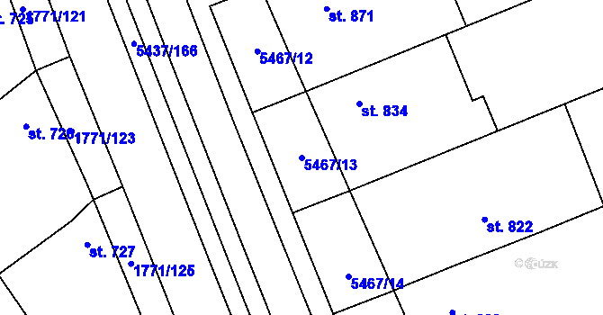 Parcela st. 5467/13 v KÚ Polešovice, Katastrální mapa