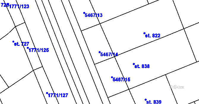 Parcela st. 5467/14 v KÚ Polešovice, Katastrální mapa
