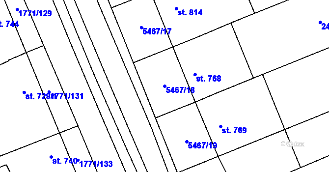 Parcela st. 5467/18 v KÚ Polešovice, Katastrální mapa