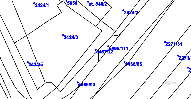 Parcela st. 5467/22 v KÚ Polešovice, Katastrální mapa