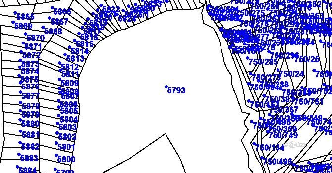 Parcela st. 5793 v KÚ Polešovice, Katastrální mapa