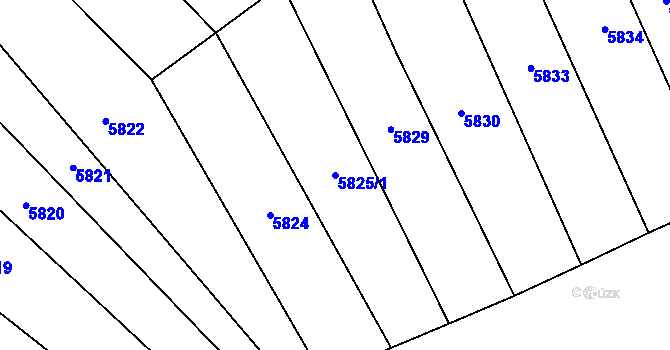 Parcela st. 5825/1 v KÚ Polešovice, Katastrální mapa