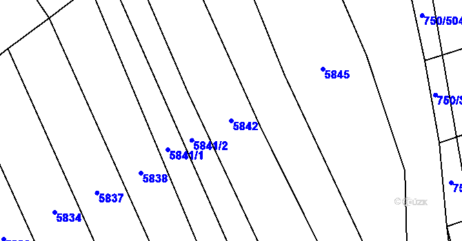 Parcela st. 5842 v KÚ Polešovice, Katastrální mapa