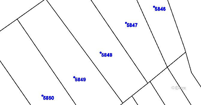 Parcela st. 5848 v KÚ Polešovice, Katastrální mapa