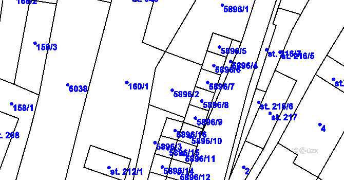 Parcela st. 5896/2 v KÚ Polešovice, Katastrální mapa