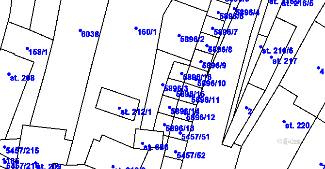 Parcela st. 5896/3 v KÚ Polešovice, Katastrální mapa