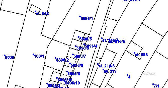Parcela st. 5896/4 v KÚ Polešovice, Katastrální mapa