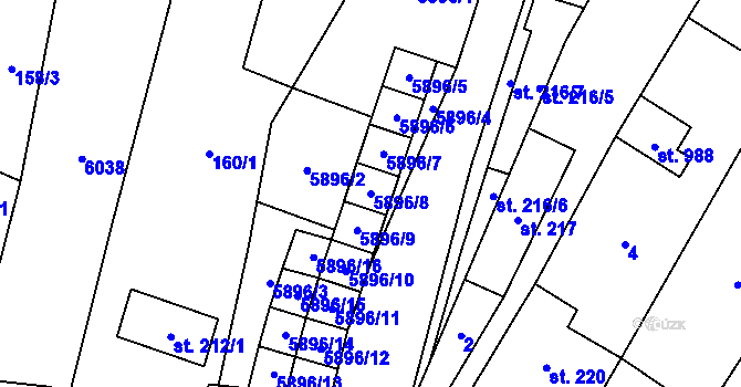 Parcela st. 5896/8 v KÚ Polešovice, Katastrální mapa