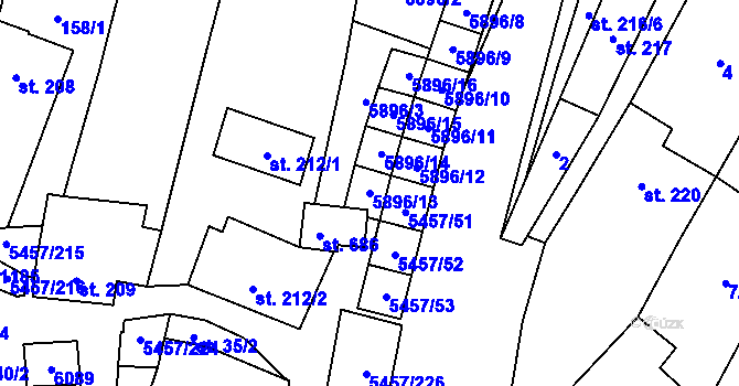 Parcela st. 5896/13 v KÚ Polešovice, Katastrální mapa