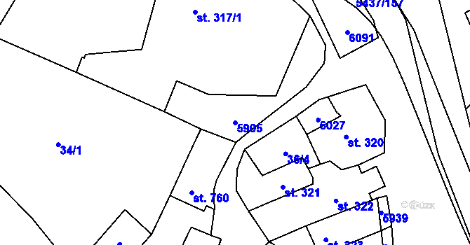 Parcela st. 5905 v KÚ Polešovice, Katastrální mapa