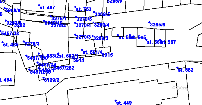 Parcela st. 5915 v KÚ Polešovice, Katastrální mapa