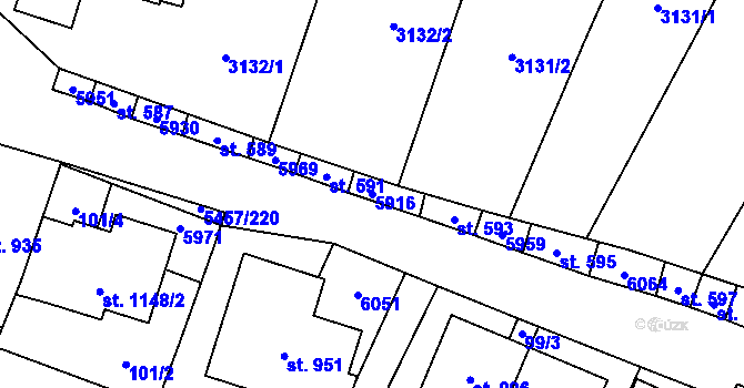 Parcela st. 5916 v KÚ Polešovice, Katastrální mapa
