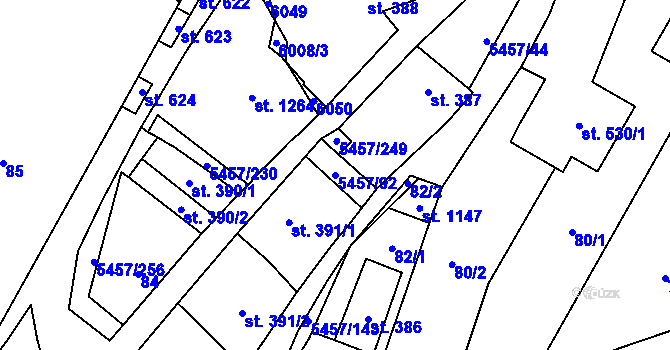 Parcela st. 5457/92 v KÚ Polešovice, Katastrální mapa