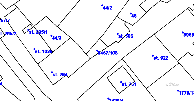 Parcela st. 5457/108 v KÚ Polešovice, Katastrální mapa