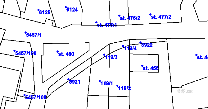 Parcela st. 119/3 v KÚ Polešovice, Katastrální mapa