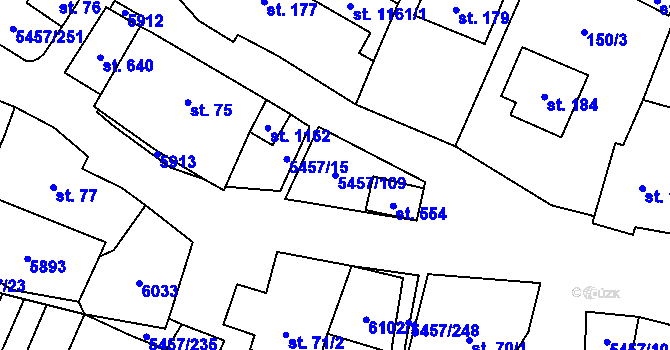 Parcela st. 5457/109 v KÚ Polešovice, Katastrální mapa