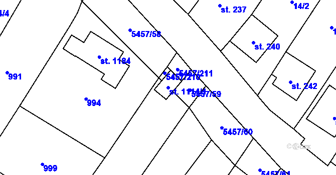Parcela st. 1114/1 v KÚ Polešovice, Katastrální mapa