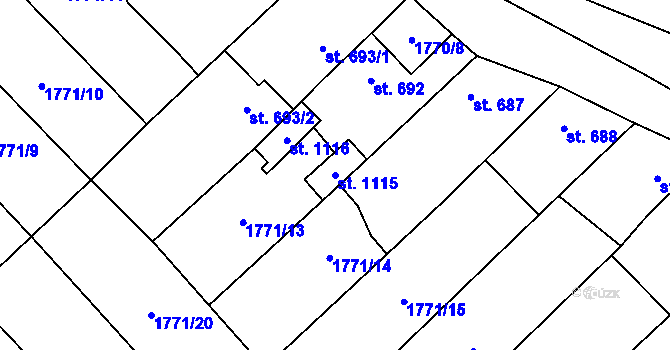 Parcela st. 1115 v KÚ Polešovice, Katastrální mapa
