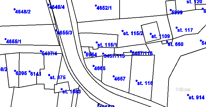 Parcela st. 5457/115 v KÚ Polešovice, Katastrální mapa