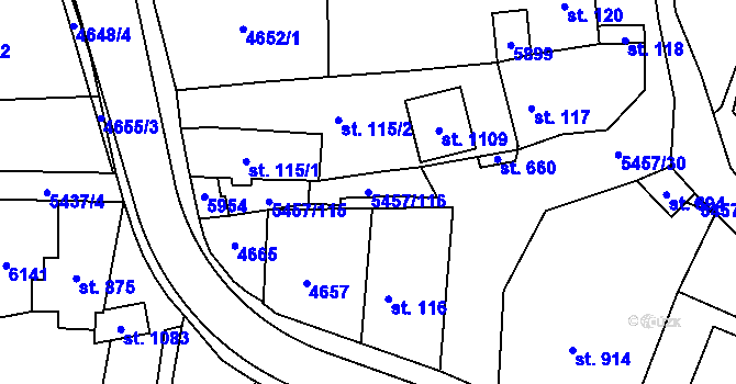 Parcela st. 5457/116 v KÚ Polešovice, Katastrální mapa