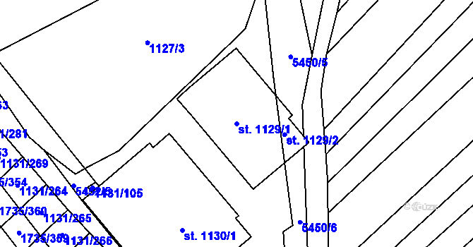 Parcela st. 1129/1 v KÚ Polešovice, Katastrální mapa